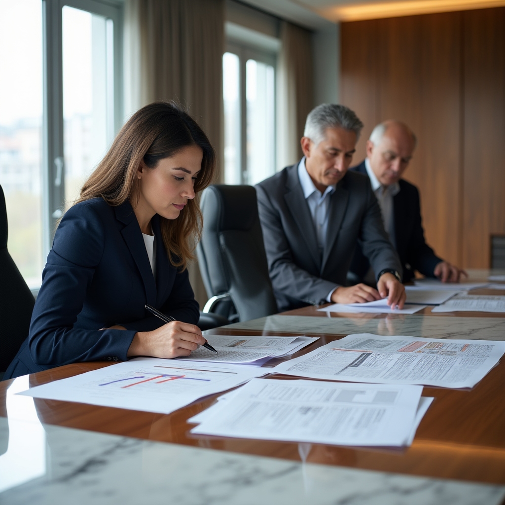 Специалисты изучают документацию по промышленной безопасности