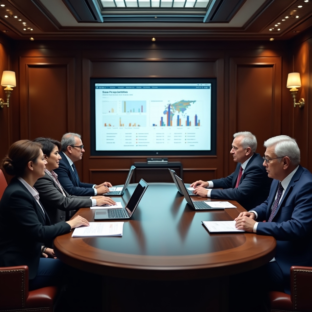 Команда специалистов на совещании по промышленной безопасности